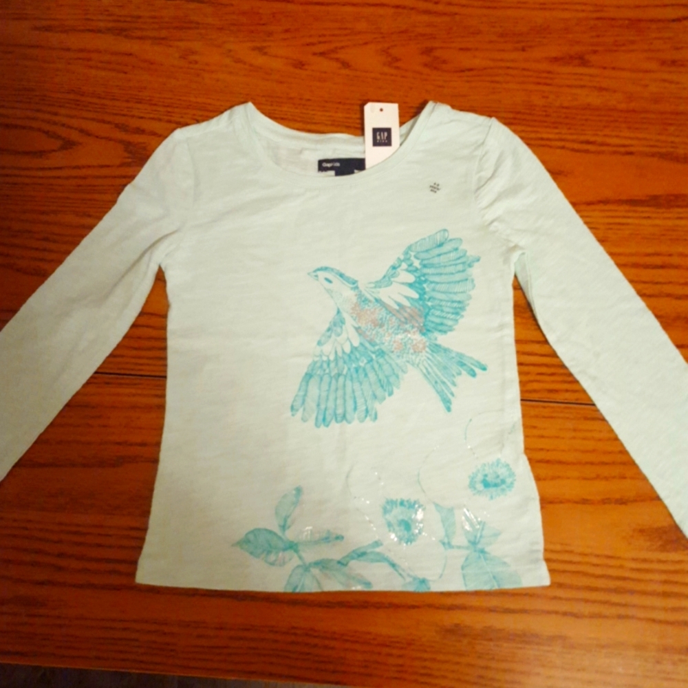 NWT Gap girls top green w/bird design sz 4/5